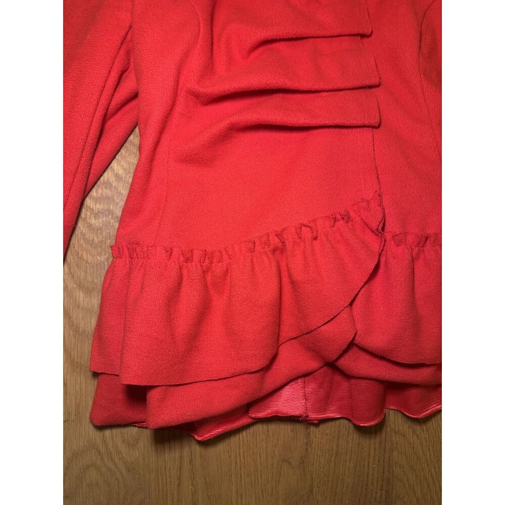 Red Ruffled Snap Button Blazer Size L - Picture 8 of 9